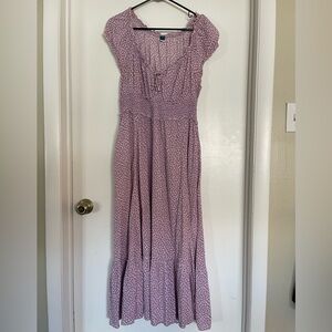 Lavender Ditzy Floral Milkmaid Maxi Dress